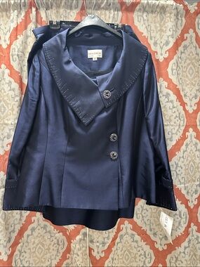Lily & Taylor Navy Satin suit